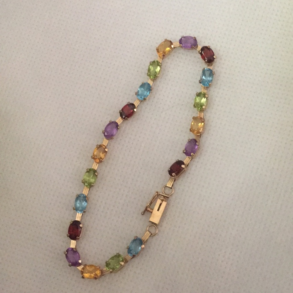 11.89 TCW Multi-Gemstones 10k Tennis Bracelet